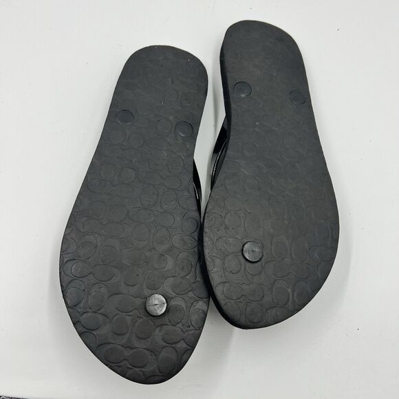 Coach Abbigail Black Women's Flip Flop Beach Summer Casual Sandals Size 8 - Picture 3 of 5